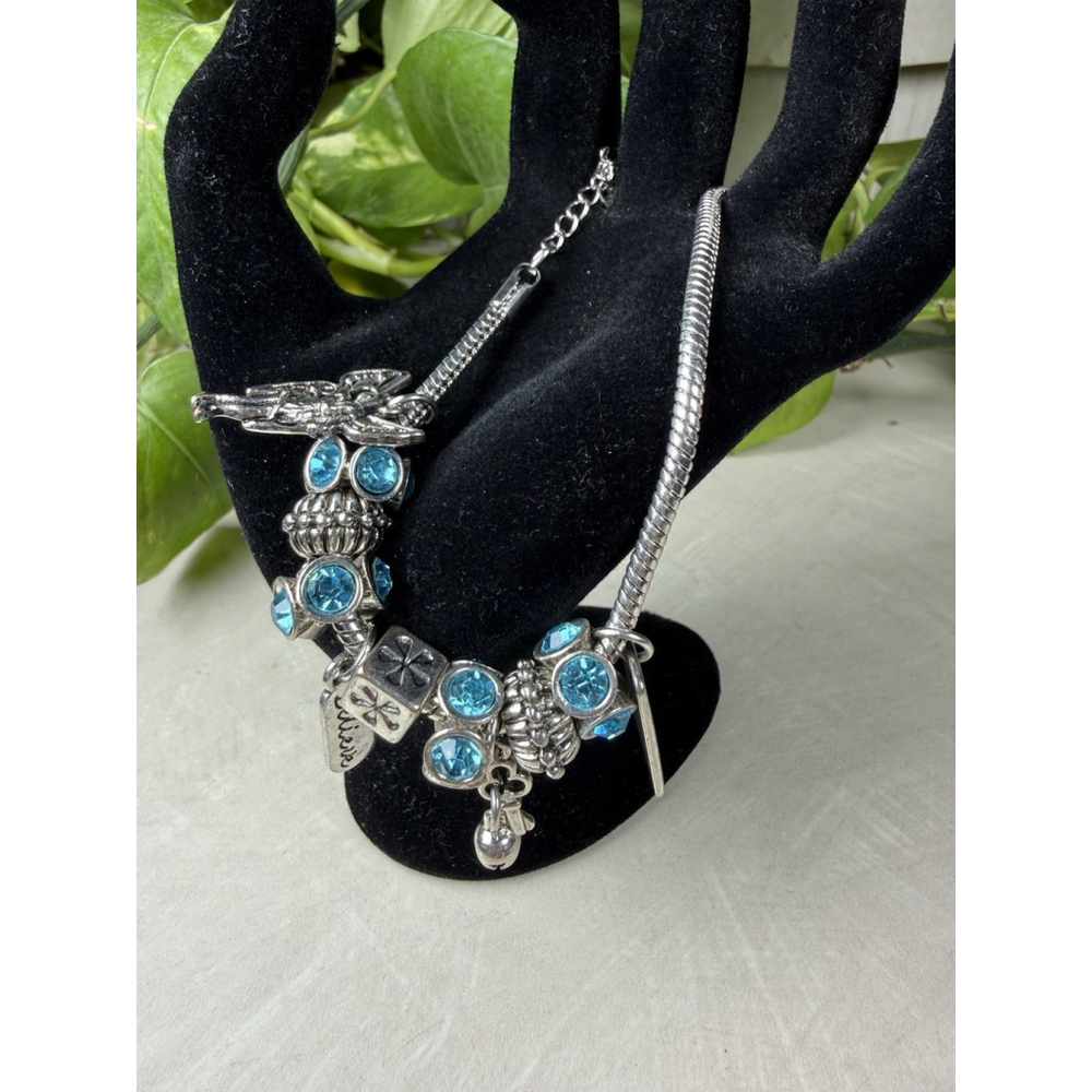 Teal Turquoise Believe Angel Wish Charm Beads Charm Bracelets Silver Tone BEAUTY